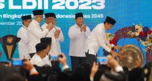 Presiden Jokowi Didampingi Ketua DPP LDII dan Segenap Menteri Membuka Rakernas LDII 2023 dengan Pemukulan Gong